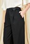 Women's Black 3522 Side Buckle Loose Cut Trousers - 5