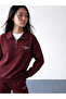 Lcw Modest Plum Embroidered Soft Touch Oversized Women's Sweatshirt Tunic