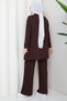 Women's Tulle Detailed Two-Piece Mercerized Knitwear Set with Trousers - 4