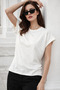 Women's White Cotton Double Sleeve Detailed Comfortable Fit T-Shirt - 3