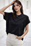 Women's Black Cotton Double Sleeve Detailed Comfortable Fit T-Shirt - 2