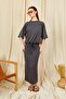 Women's Anthracite 164 Modal Suit with Raglan Sleeves, Tie Hem, Blouse and Skirt - 2