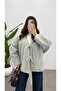 Women's Ice Gray Imported Cashmere Jacket with Lace Detail - 2
