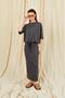 Women's Anthracite 164 Modal Suit with Raglan Sleeves, Tie Hem, Blouse and Skirt - 4