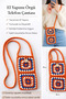 Orange and White Hand Knitted Motif Phone Bag