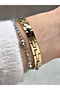 Silver Dial Stone Numeroved Gold Metal Women's Wristwatch - 2