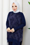 Women's Silk Kupra Cloud Patterned Trousers and Double Mercerized Knitwear Set - 2