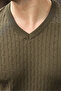 Khaki V-Neck Short Sleeve Knitwear Men's T-Shirt E7467 - 4
