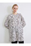 Ecru Hakim Collar Patterned Balloon Sleeve Women's Tunic