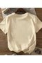 Women'S/Girls' Oversize Beige T-Shirt Half Plush Half Robot Teddy Bear Printed Cool Design - 2