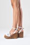 Harold Women's Genuine Leather Wedge Heel Sandals White - 7