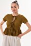 Women's Front Lace Detailed Wrinkled Blouse 260088 - - 2