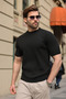 Black Crew Neck Knitwear Men's T-Shirt E7468 - 2