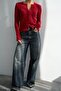 Women's Crew Neck Buttoned Thin Striped Knitwear Cardigan - 5