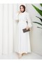 Scarf Collar Buttoned Strawberry Fabric Hijab Dress Rc6038 - 3