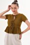Women's Front Lace Detailed Wrinkled Blouse 260088 - - 3