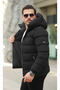 Men's Black Inflatable Coat with Hood