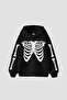 Ribcage Skeleton Printed Oversize Unisex Black Hoodie
