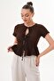 Women's Front Lace Detailed Wrinkled Blouse 260088 - - 2