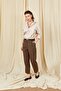 Women's Light Brown 3523 Pocket Look Double Fleece Belted Jogger Pants - 4
