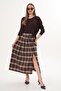 Women's Plaid Long Skirt with Slit Detail 260297 - - 3
