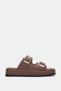 Valinda Double Gold Buckle Detailed Women's Slippers - Brown - 2
