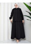 Women's British-Style Buttoned Belted Skirt Two-Piece Suit Tesettür - 8