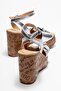 Harold Women's Genuine Leather Wedge Heel Sandals Lamé - 3