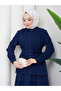 Women's British-Style Buttoned Belted Skirt Two-Piece Suit Tesettür - 8