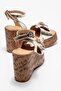 Harold Women's Genuine Leather Wedge Heel Sandals Gold - 3