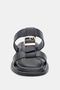 Celvain Adjustable Gold Buckle Detailed Double Strap Women's Sandals - Black - 6