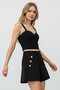 Black Double Pocket Woven Shorts with Gold Button Detail Alc-X15411 - 3