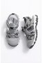 Boy's Gray Velcro Sports Summer Sandals Breathable Mesh Fabric Non-Slip Sole Casual Shoes - 4