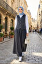 Women's Buttoned and Pocketed Denim Black Tunic Skirt Double Set - 2