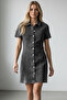 Anthracite Button-Front Mini Jean Dress ALC-X15410 - 3