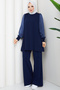 Women's Silk Kupra Pants and Double Mercerized Knitwear Set - 4