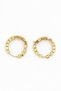 Gold Cube Stone Design Steel Hoop Earrings Alc-X15354 - 2