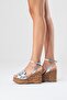 Harold Women's Genuine Leather Wedge Heel Sandals Lamé - 7