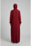 Ribbed Hakim Collar Buttoned Hijab Dress 2230-01 Claret Red - 3