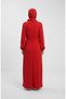 Tassel Detailed Belted Hijab Dress 2229-01 Red - 5
