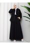 Women's Denim Suit Long Skirt and Zippered Jacket Two-Piece Set N-05499 _ Black - 2