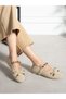 Voya Cream Beret Velcro Women's Ballerinas
