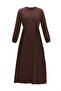 Drawstring Gathered Ribbed Hijab Dress 2227-03 Brown - 5