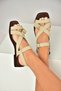 Y458702602 Beige Suede Buckle Detailed Women's Sandals - 2