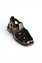 Y458102560 Black Rustic Women's Sandals with Large Buckle Detail - 6