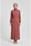 Corded Belted Hijab Dress 2226-08 Dusty Rose - 2