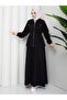 Women's Denim Suit Long Skirt and Zippered Jacket Two-Piece Set N-05499 _ Black