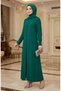 Stone Embellished Hijab Dress 6273-04 Emerald Green
