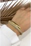 Gold Color Zircon Stone Steel Handcuff Bracelet - 3