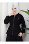 Women's Denim Suit Long Skirt and Zippered Jacket Two-Piece Set N-05499 _ Black - 3